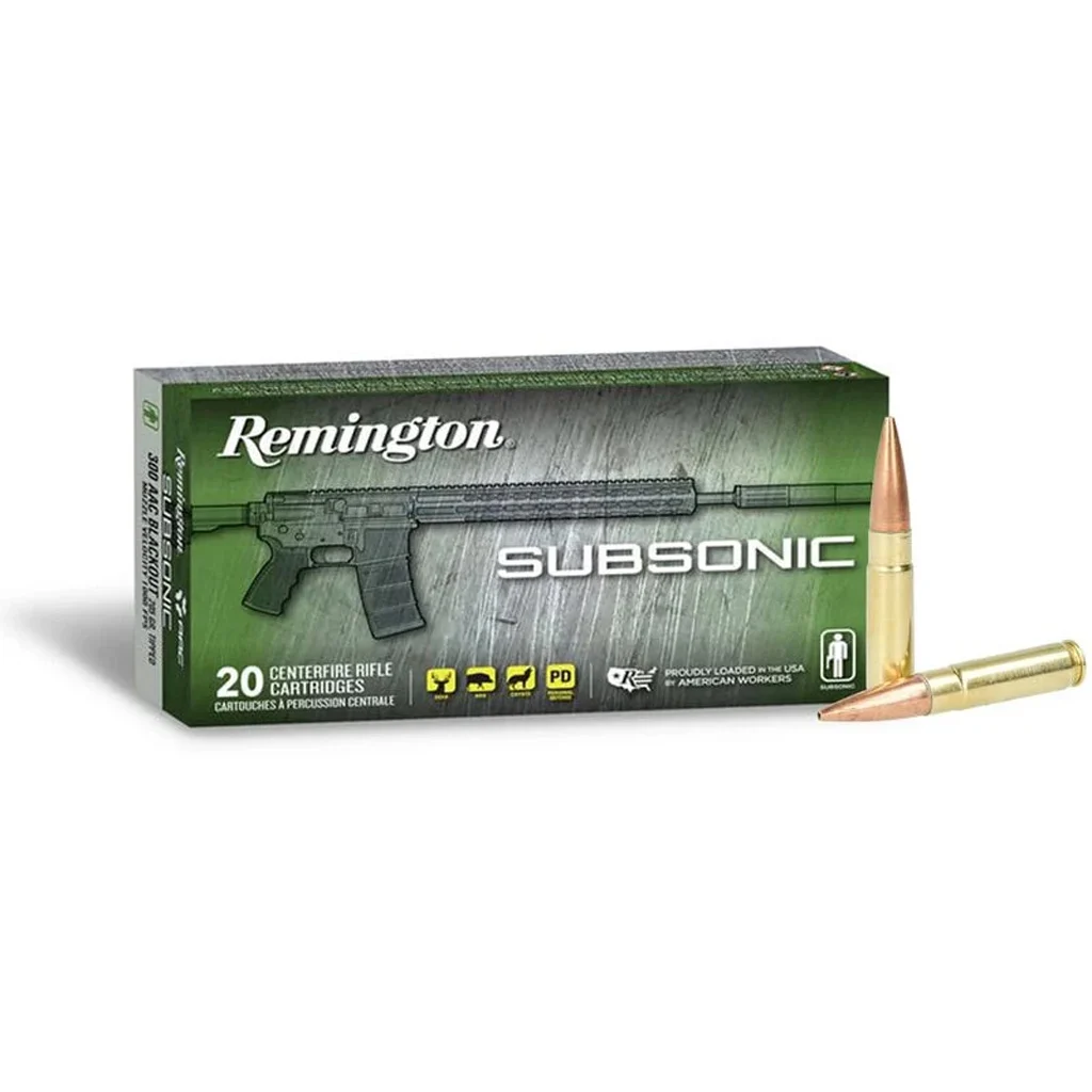 Remington Subsonic Centerfire Rifle Ammo 308 Win. 205 Gr. BHP 20 Rd. ington Subsonic Centerfire Rifle 308 Win. 205 Gr. BHP 20 Rd. Ammo