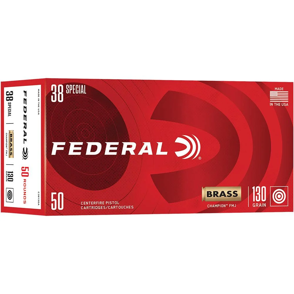 eral Champion Handgun Ammunition .38 Spl 130gr FMJ 890 Fps 50/ct Ammo