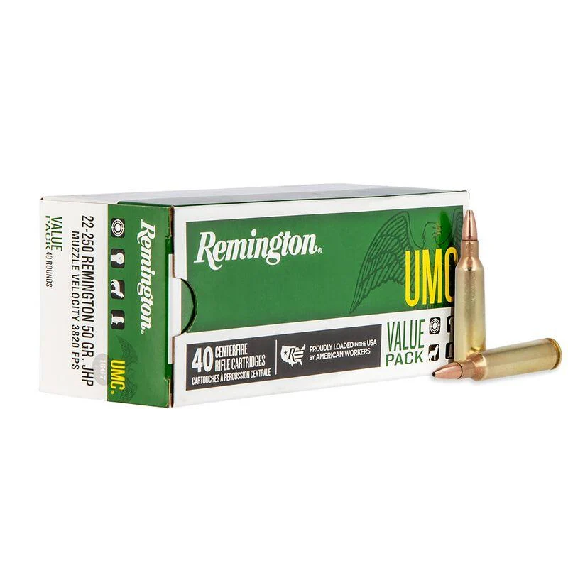 ington UMC Rifle Ammunition .22-250 Rem 45 Gr JHP 4000 Fps 40/ct Ammo