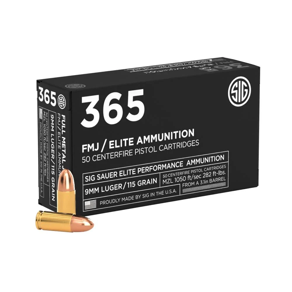  Elite Performance 365 Handgun Ammunition 9mm Luger 115gr FMJ 1050 Fps 50/ct Ammo